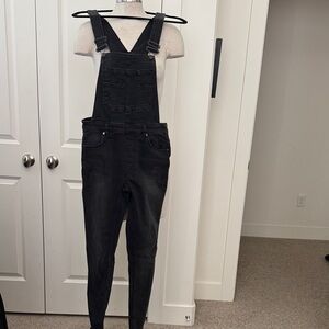 Free People Charcoal Denim Overalls